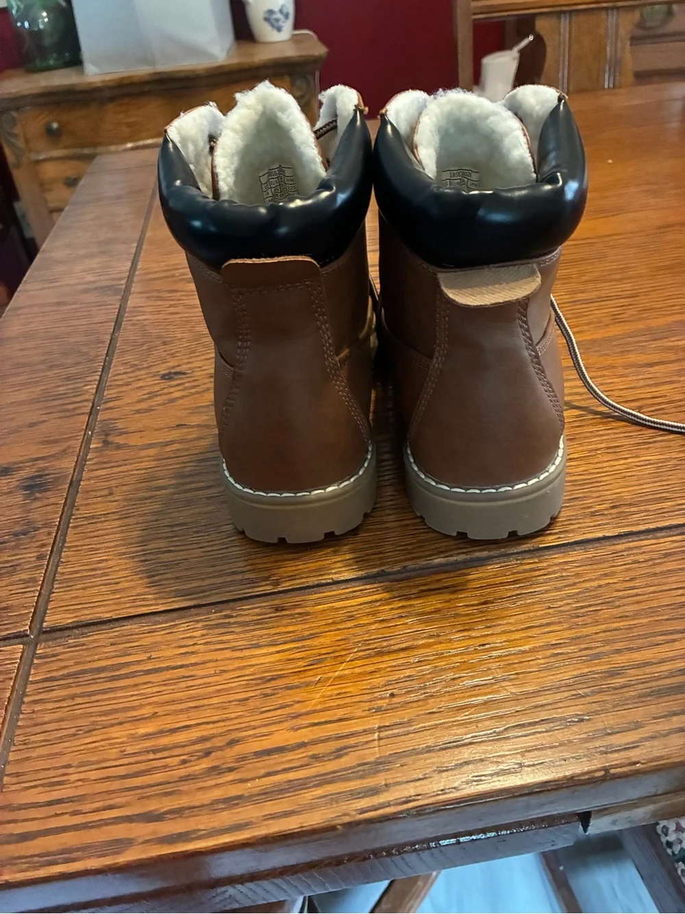 Kids Cozy Brown Lace-Up Winter Boots with Faux-Fur Collar